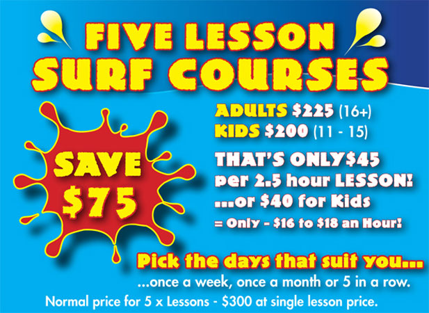 Save $75 on our Surf Courses