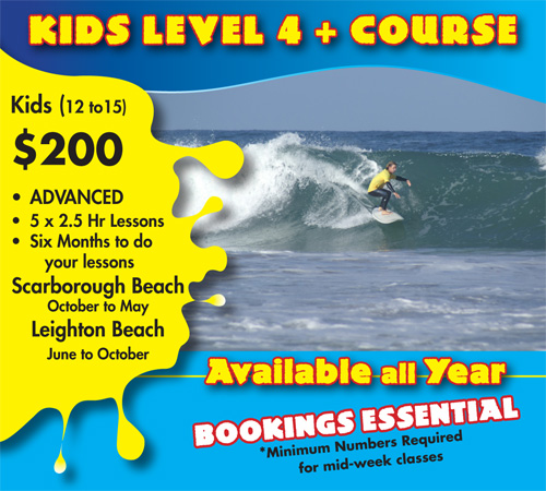 Kids Level 4+ Surf Courses Scarborough Beach